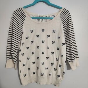 LC Lauren Conrad Cream Knit Blouse 3/4 sleeves, size L